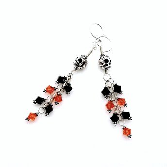 long dangly skull earrings for women