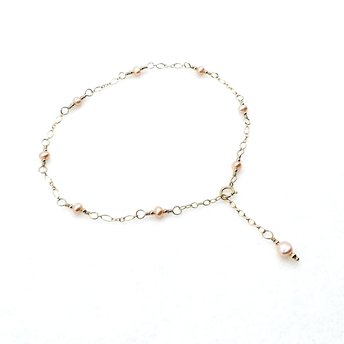 delicate pink pearl anklet for women or girls