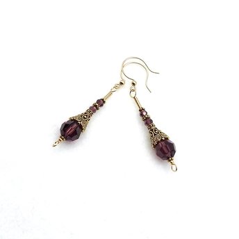 long purple crystal earrings for women