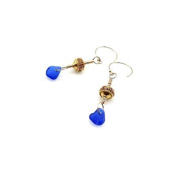 cobalt blue sea glass earrings