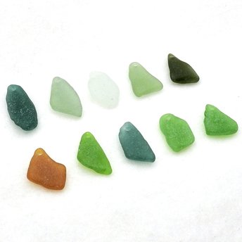 Drilled Sea Glass for Jewelry Making Natural Unusual Shape Pendant Beach Beads Craft Charms Top Hole 