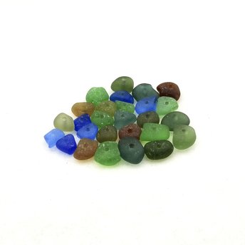 Sea Glass Tiny Beads for Jewelry Making Center Drilled Hole Natural Unique Beach Craft Supply Brown Green 