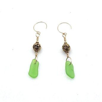 green sea glass earrings