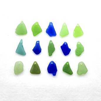 set of 15 sea glass charms pendants