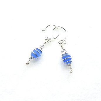 cornflower blue sea glass earrings 