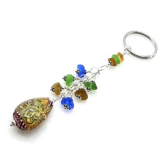teardrop mood bead handmade keychain