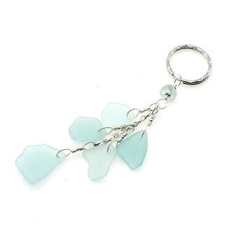 genuine sea glass keychain trinket