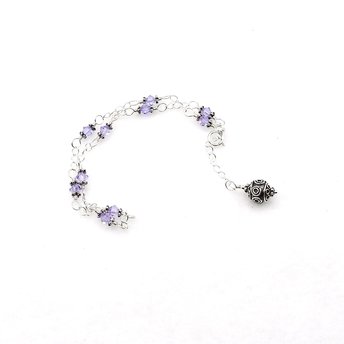 violet purple crystal bead anklet for women