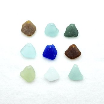 Genuine Sea Glass Pendants Top Hole Drilled Large Charms Beach Craft Supply Mixed Colors 