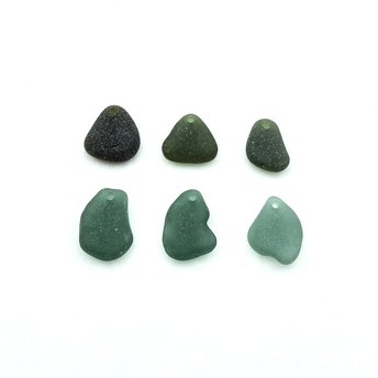 Sea Glass Pendants for Jewelry Making Drilled Real Beach Glass Beads Dark Colors 