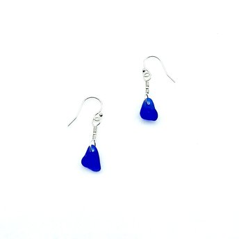 cobalt blue sea glass earrings