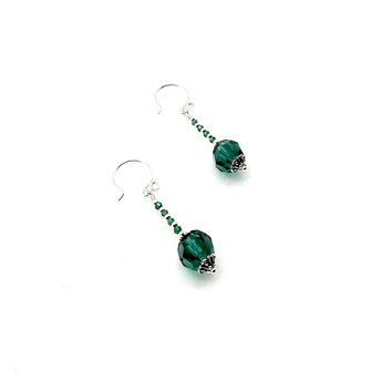 emerald green crystal earrings