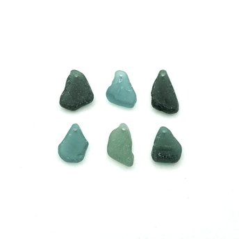 Real Sea Glass Rough Pendants for Jewelry Making Beach Craft Supply Teal Green Blue