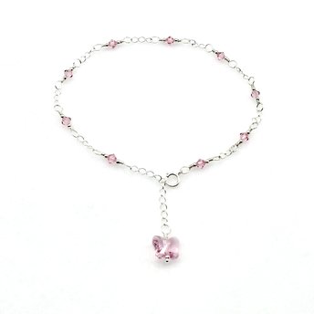pink crystal bead ankle bracelet