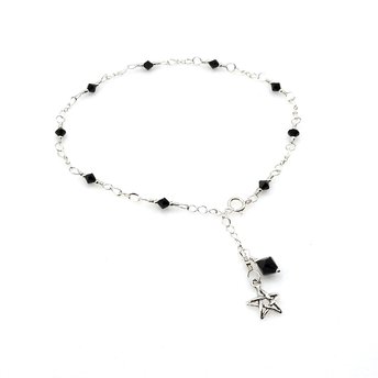black crystal anklet for women