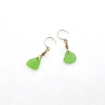 green sea glass earrings